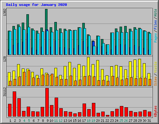 Daily usage for January 2020