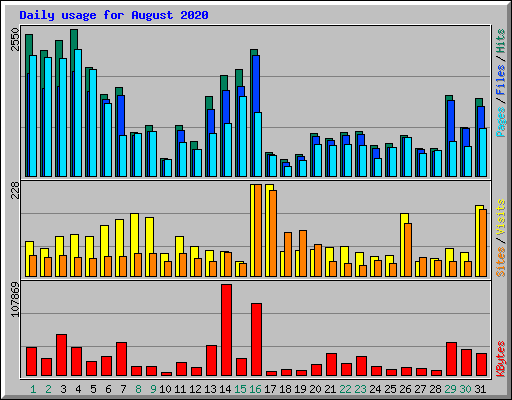 Daily usage for August 2020