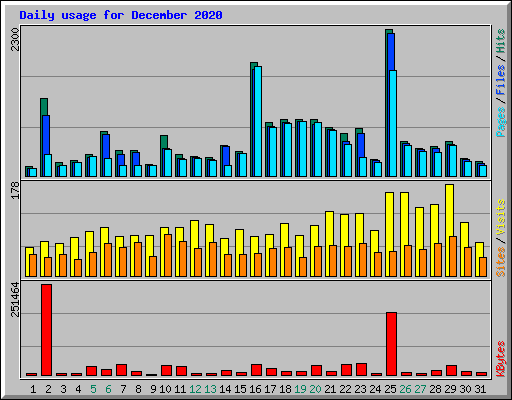 Daily usage for December 2020
