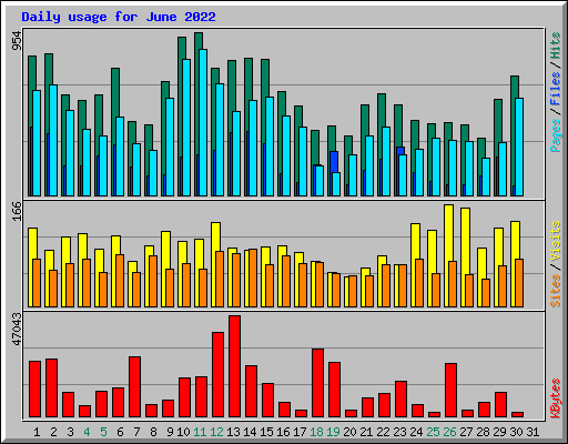 Daily usage for June 2022