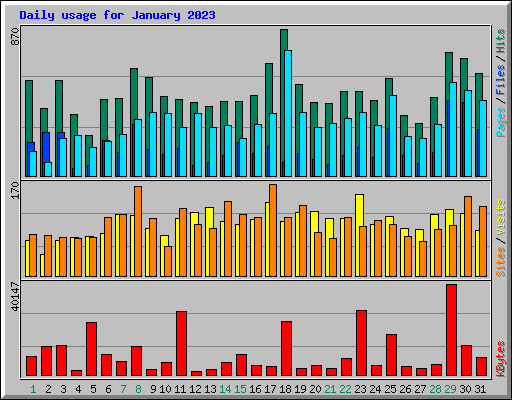 Daily usage for January 2023
