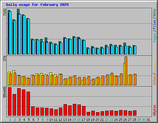 Daily usage for February 2025