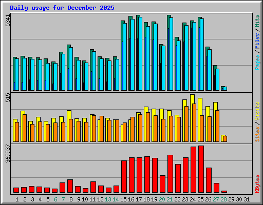 Daily usage for December 2025